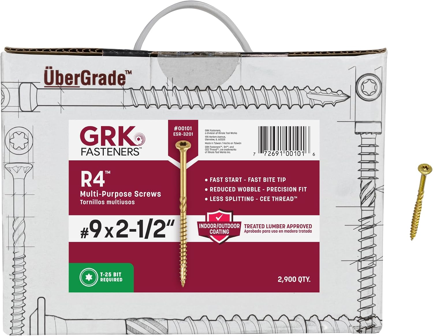 GRK Fasteners R4#9 x 2-1/2 Inch, 2900 PCS