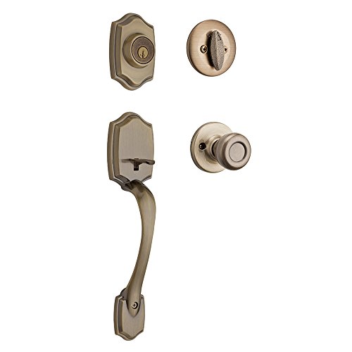 Kwikset Belleview Handleset & Deadbolt (Antique Brass)