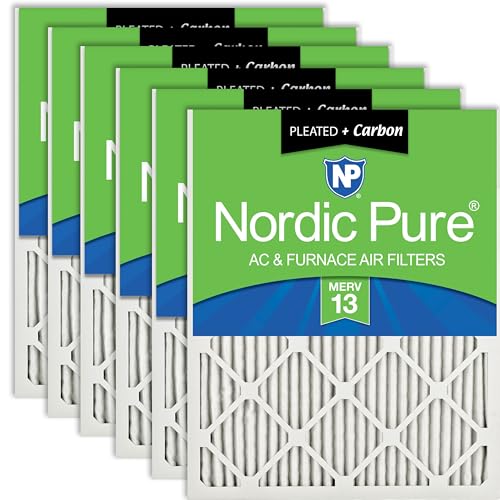 Nordic Pure 16x25x1 (15 1/2 x 24 1/2 x 3/4) Pleated Air Filters MERV 13 Plus Carbon 6 Pack