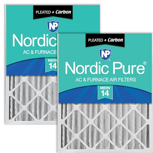 Nordic Pure 20x25x4 (19_1/2 x 24_1/2 x 3_5/8) Pleated Air Filters MERV 14 Plus Carbon 2 Pack
