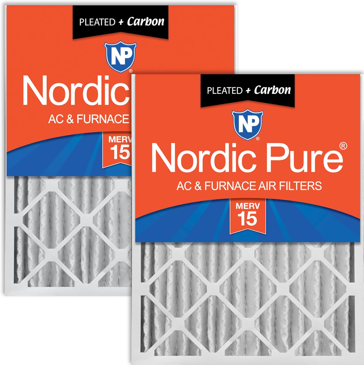 Nordic Pure 20x25x4 (19_1/2 x 24_1/2 x 3_5/8) Pleated Air Filters MERV 15 Plus Carbon 2 Pack