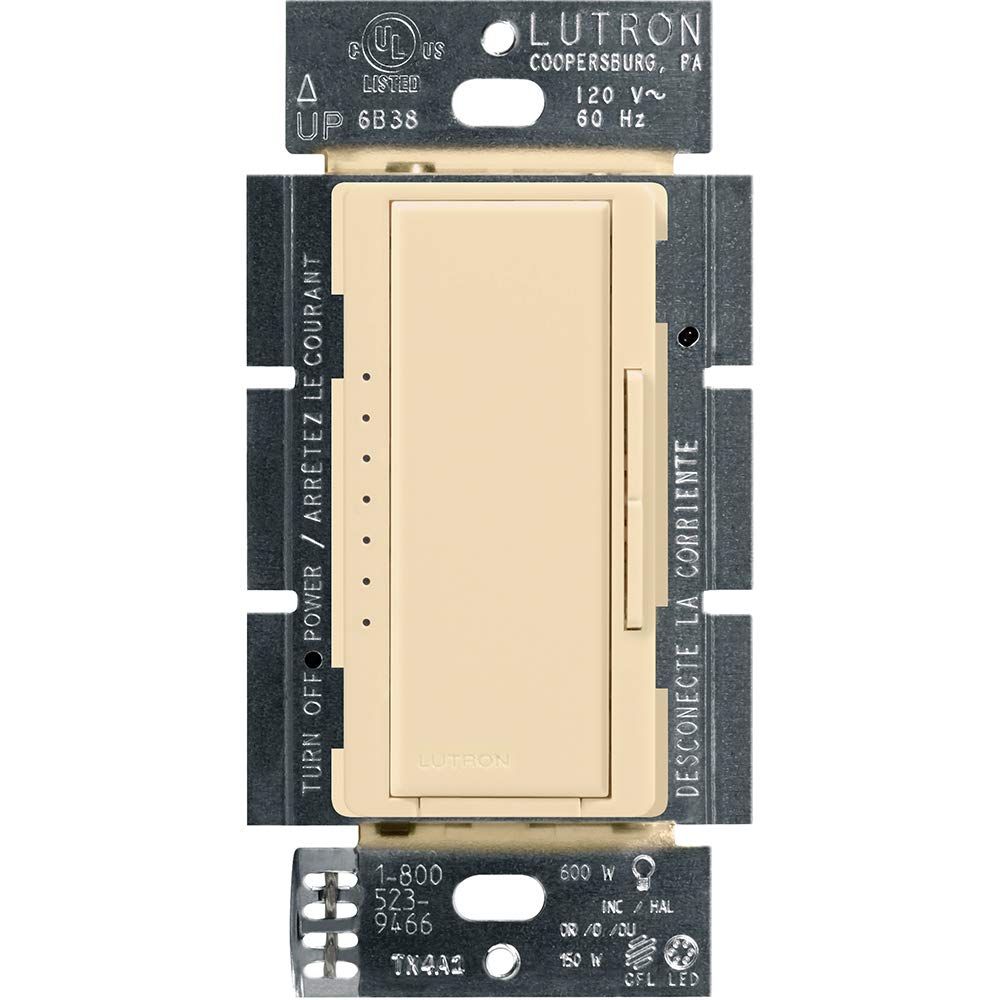 Lutron Maestro LED+ Dimmer Switch for Dimmable LED, Halogen and Incandescent Bulbs, 150W/Single-Pole or Multi-Location, MACL-153M-IV, Ivory