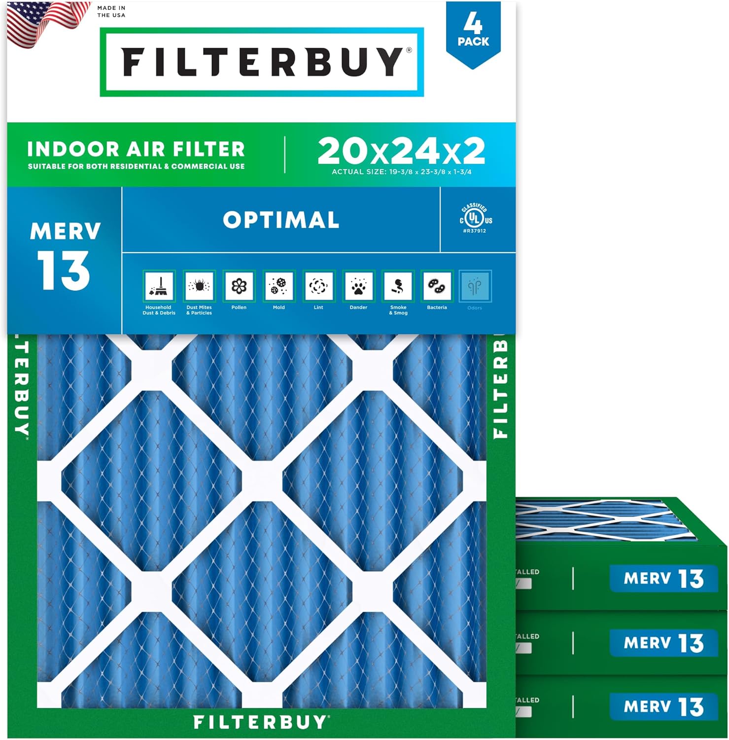 Filterbuy 20x24x2 MERV 13