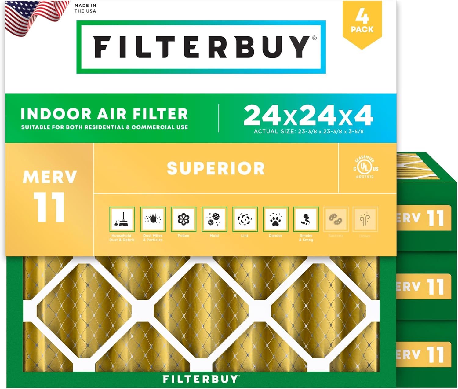 Filterbuy 24x24x4 MERV 11