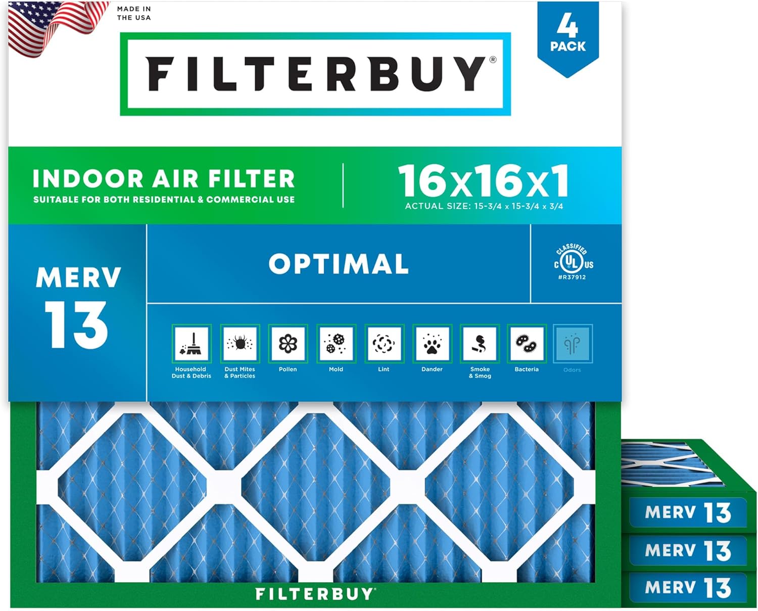 Filterbuy 16x16x1 MERV 13