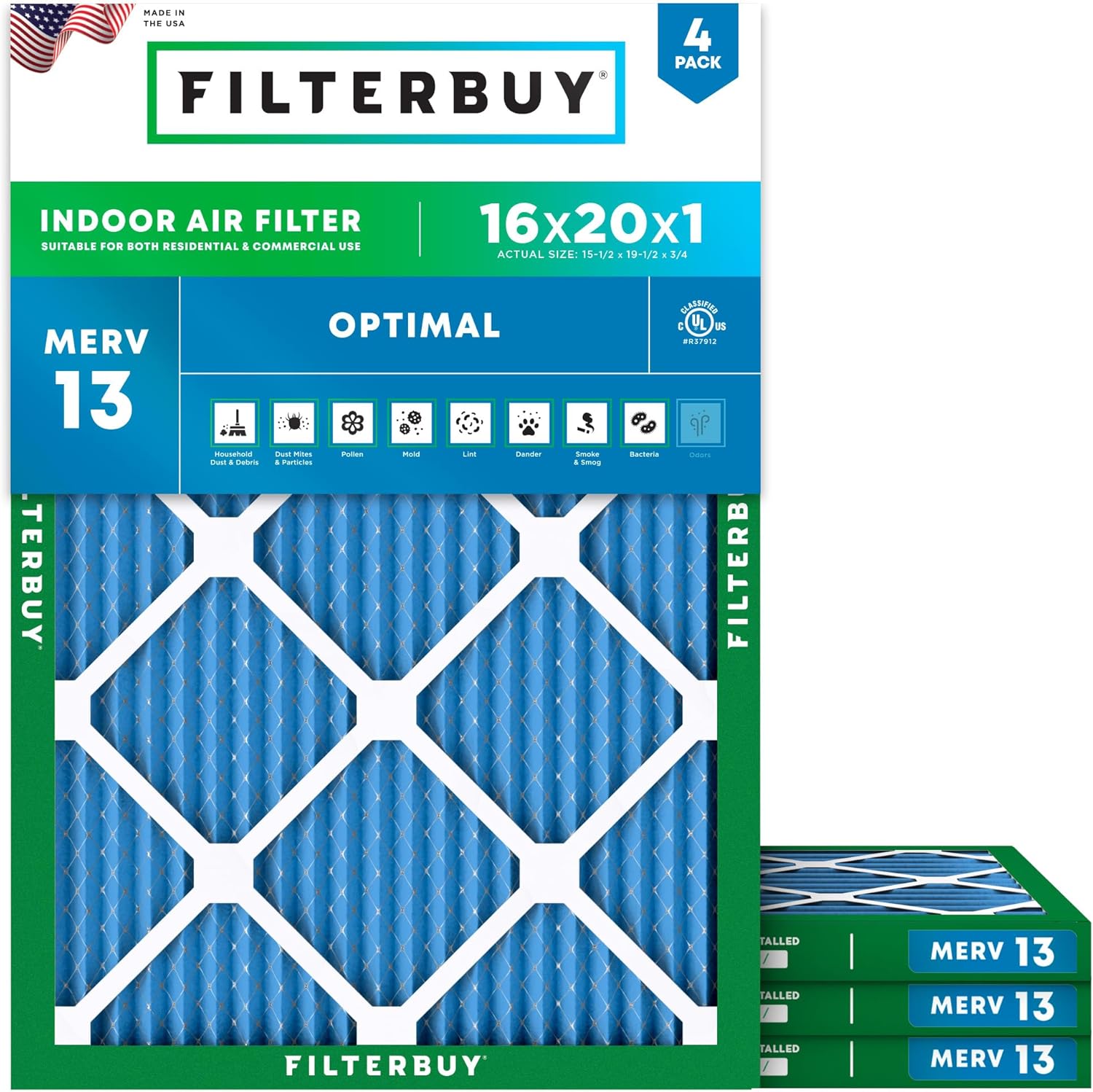 Filterbuy 16x20x1 MERV 13