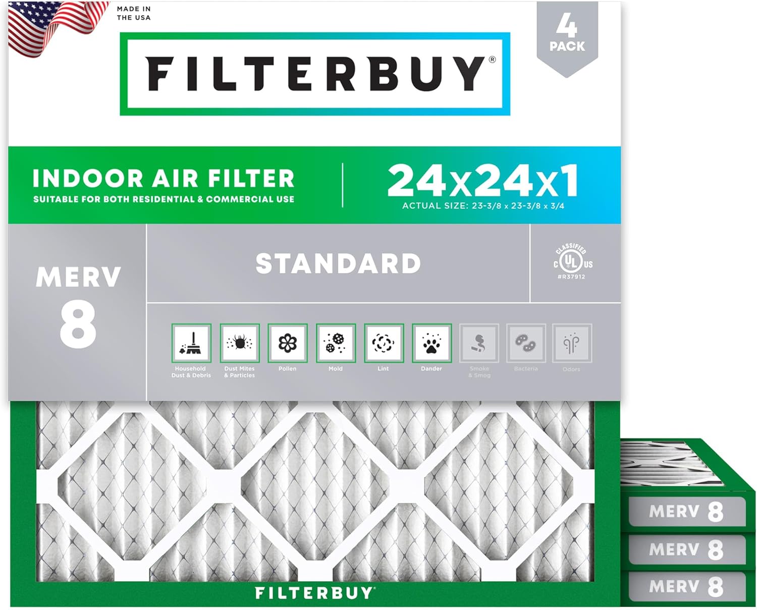 Filterbuy 24x24x1 MERV 8
