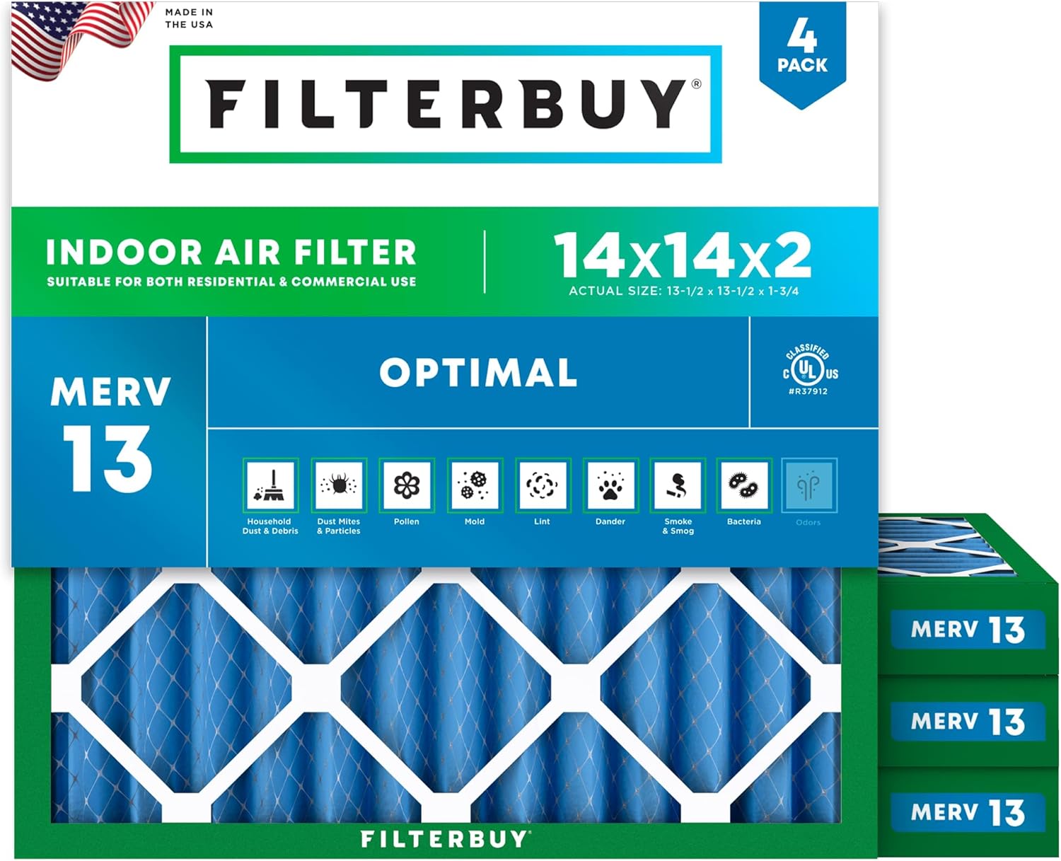 Filterbuy 14x14x2 MERV 13