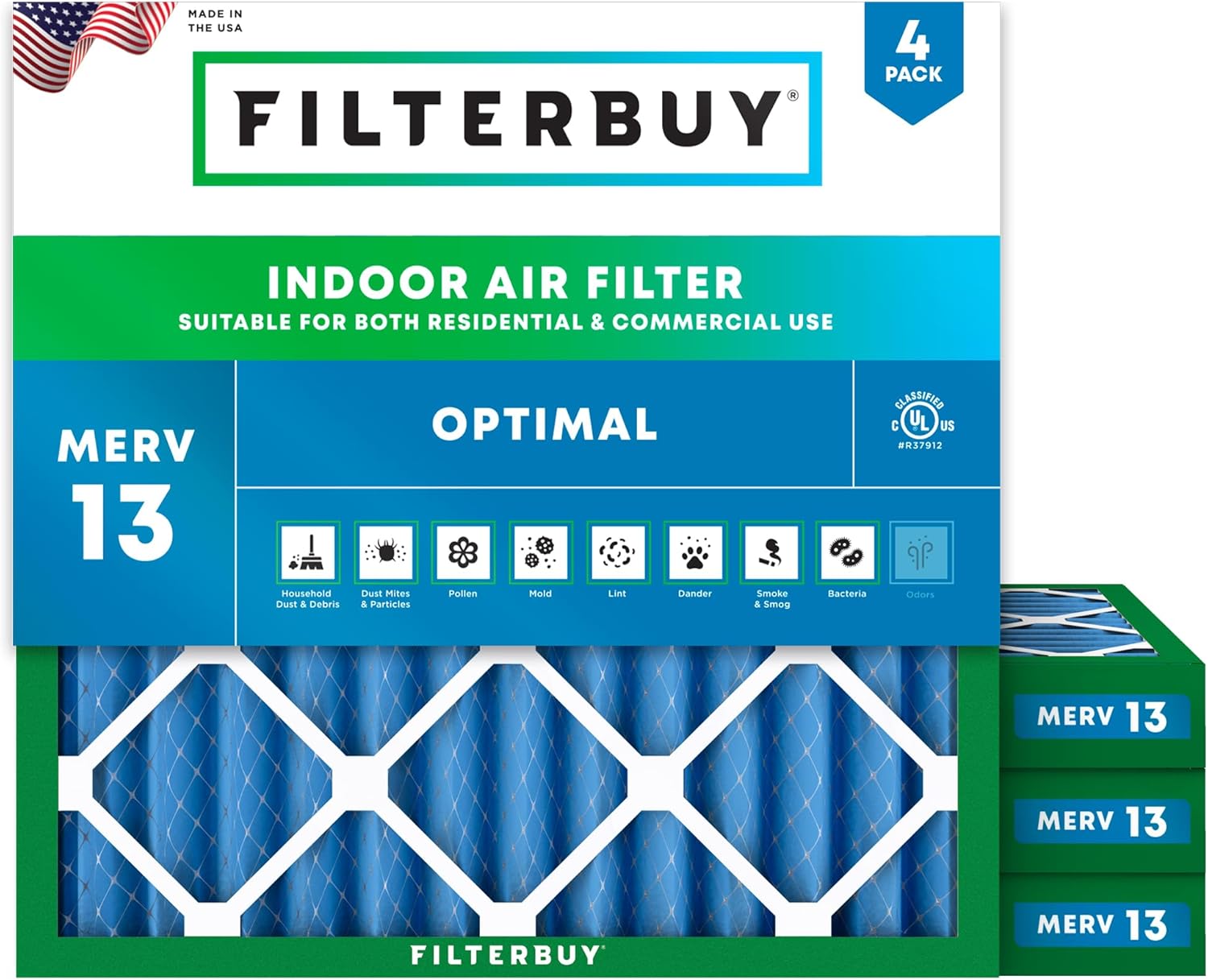 Filterbuy 18x18x2 MERV 13 (4-Pack)