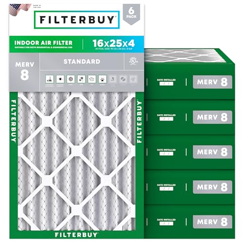 Filterbuy 16x25x4 MERV 8 (6-Pack)