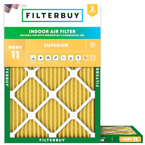 Filterbuy 28x30x1 Air Filter MERV 11 Superior Pet & Allergy Defense (2-Pack), Electrostatic Pleated HVAC AC Furnace Filters Replacement, Made in USA (Actual Size: 27.75 x 29.75 x 0.75)