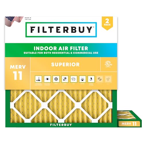 Filterbuy 30x30x1 Air Filter MERV 11 Superior Pet & Allergy Defense (2-Pack), Electrostatic Pleated HVAC AC Furnace Filters Replacement, Made in USA (Actual Size: 29.50 x 29.50 x 0.75)