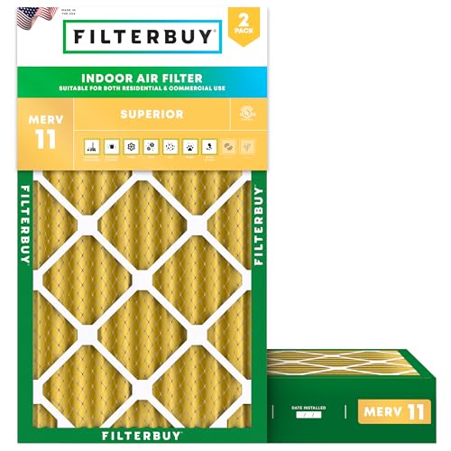 Filterbuy 16x24x4 Air Filter MERV 11 Superior Pet & Allergy Defense (2-Pack), Electrostatic Pleated HVAC AC Furnace Filters Replacement, Made in USA (Actual Size: 15.38 x 23.38 x 3.63)