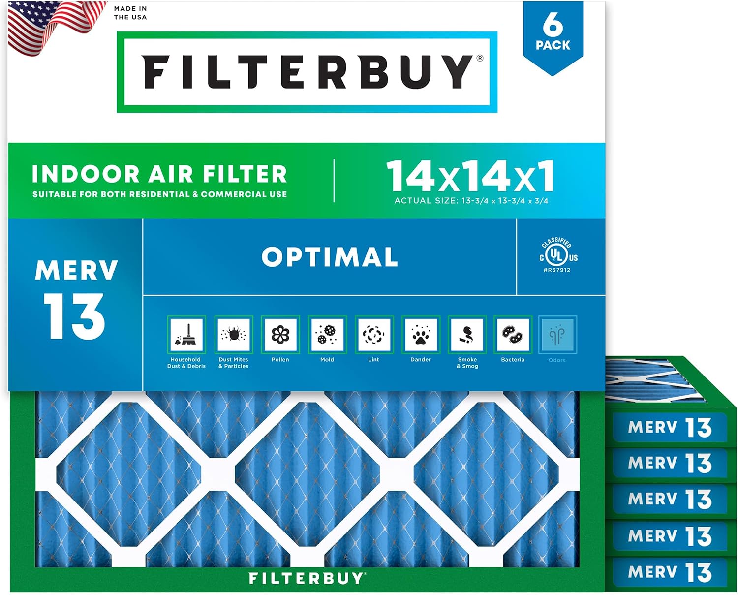 Filterbuy 14x14x1 MERV 13
