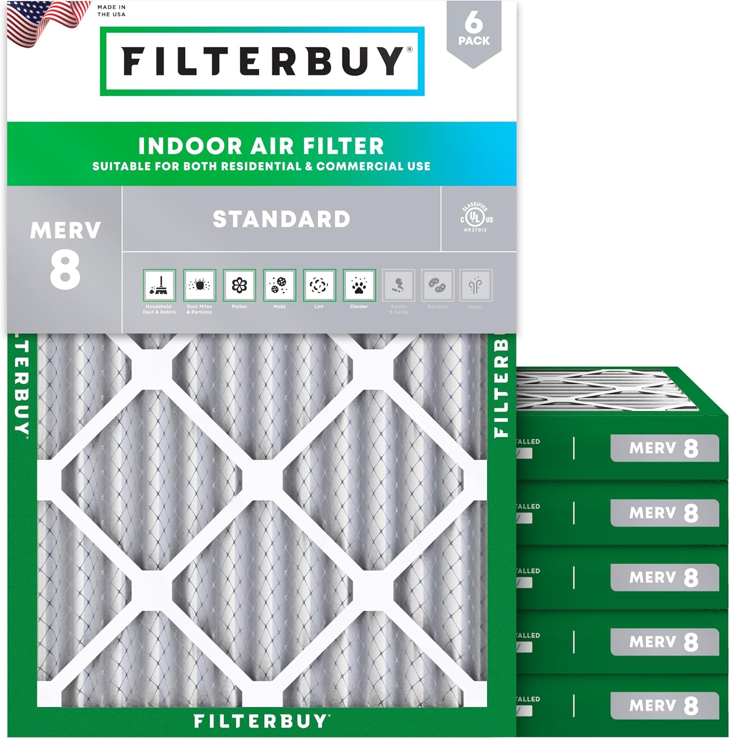 Filterbuy 24x28x2 MERV 8 (6-Pack)