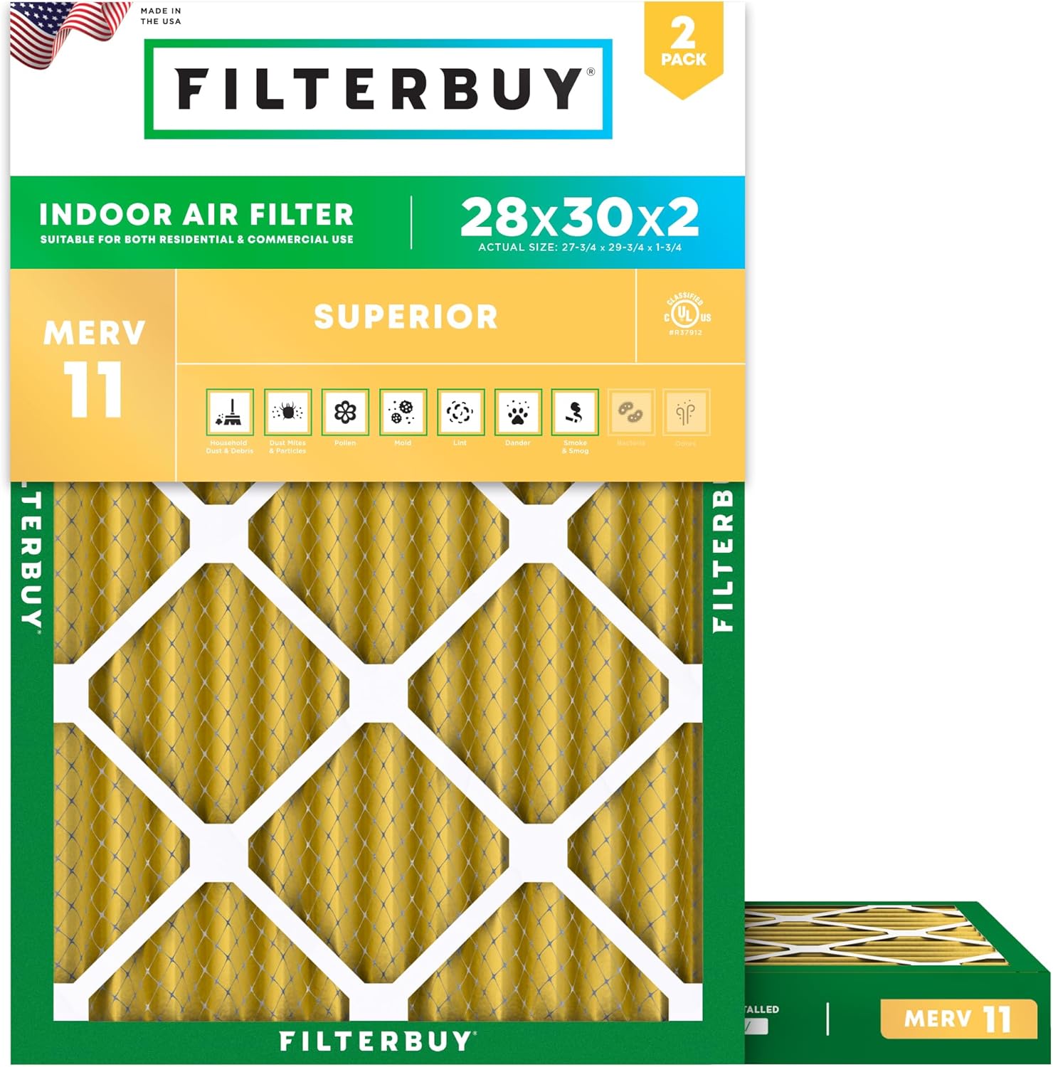 Filterbuy 28x30x2 MERV 11 (2-Pack)