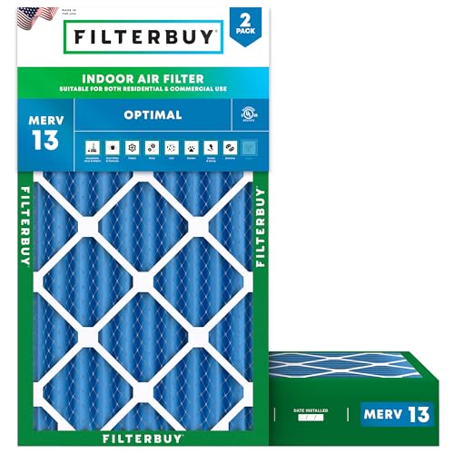 Filterbuy 16x24x4 Air Filter MERV 13 Optimal Smoke & Allergy Defense (2-Pack), Electrostatic Pleated HVAC AC Furnace Filters Replacement, Made in USA (Actual Size: 15.38 x 23.38 x 3.63)