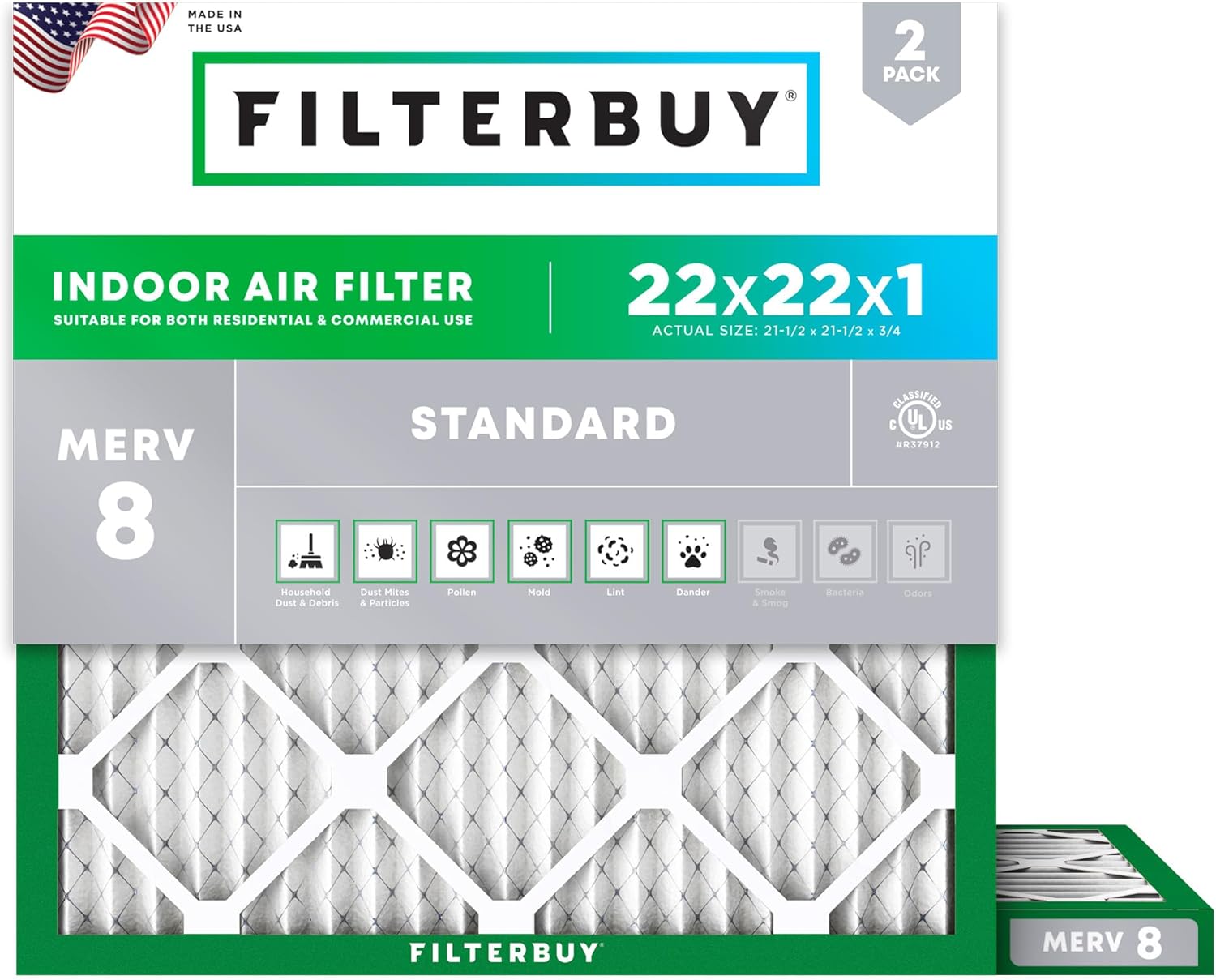 Filterbuy 22x22x1 MERV 8
