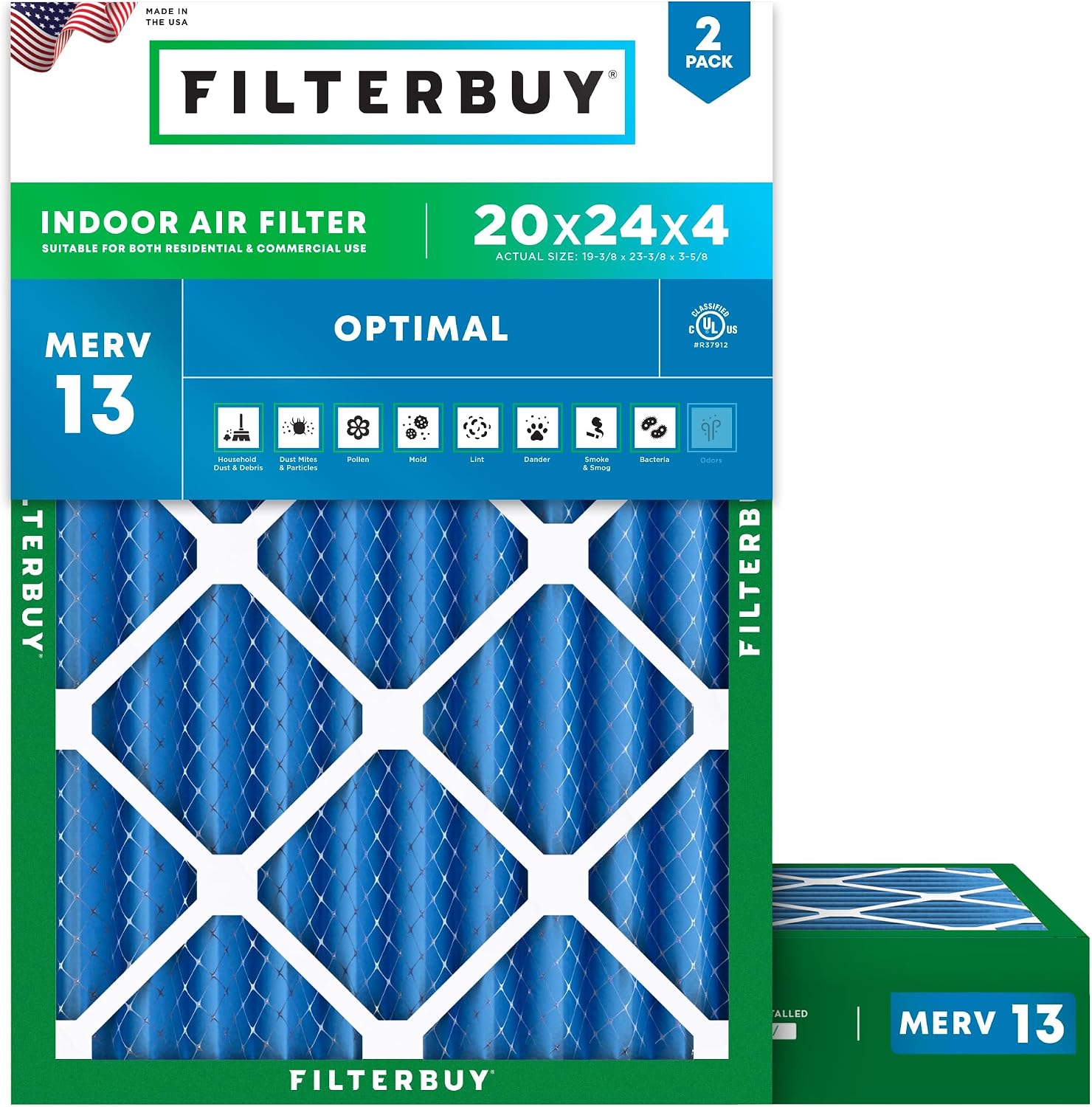 Filterbuy 20x24x4 MERV 13 (2-Pack)