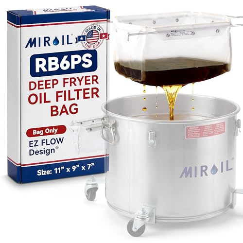 MirOil RB6PS EZ Flow Deep Fryer Oil Filter Bag  Reusable Grease Strainer to Extend Oil Life & Maintain Food Quality  Handles Hot or Cold Liquid  Deep Fryer Filter for Cooking (No Frame Included)