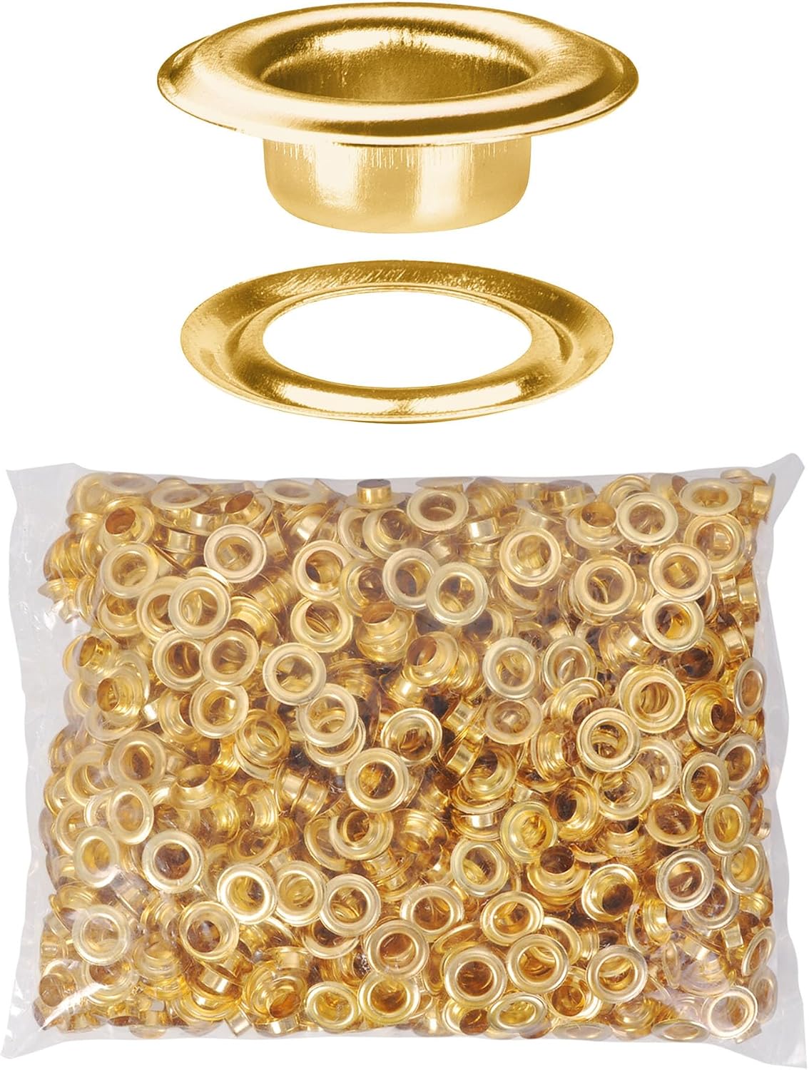 Yescom 1000 pcs Grommet Kit 3/8 inch Size #2 Eyelets and Washers Brass for Hand Press Workshop Apparel Leather Printing Scrim Banner Tarp YES0377