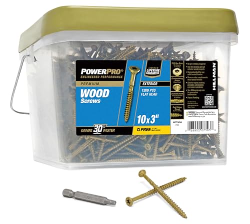 Power Pro Premium Exterior Wood Screws, #10 x 3 Inch All-Purpose Deck Screws for Outdoor Projects, T-25 Star Bit Included, Bronze, 1200 Pieces | 967790V4