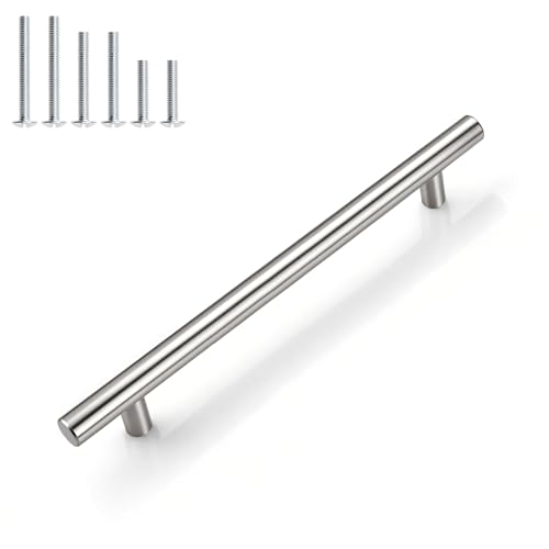 Gobrico 30 Pack 160mm T Bar Cabinet Pulls Brushed Nickel Kitchen Cupboard Handles, Satin Nickel Cabinet Handles 6-3/10 inch Hole Centers