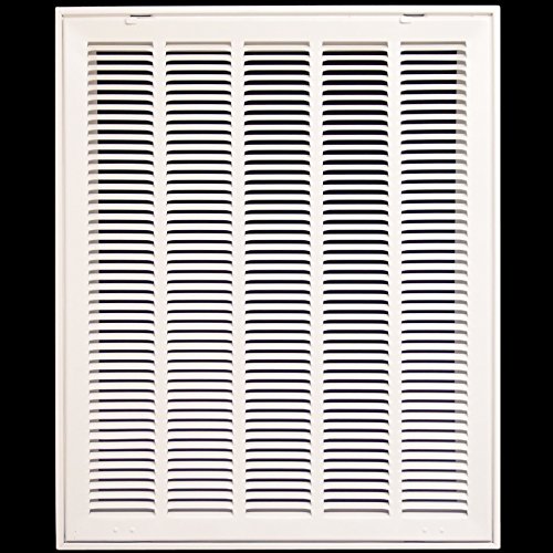 HVAC Premium 20" X 25 Steel Return Air Filter Grille for 1" Filter - Fixed Hinged - Ceiling Recommended - HVAC Duct Cover - Flat Stamped Face - White [Outer Dimensions: 22 5/8" X 27 5/8"]