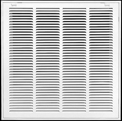 25" X 20 Steel Return Air Filter Grille for 1" Filter - Removable Face/Door - HVAC Duct Cover - Flat Stamped Face - White [Outer Dimensions: 27.5 X 21.75]