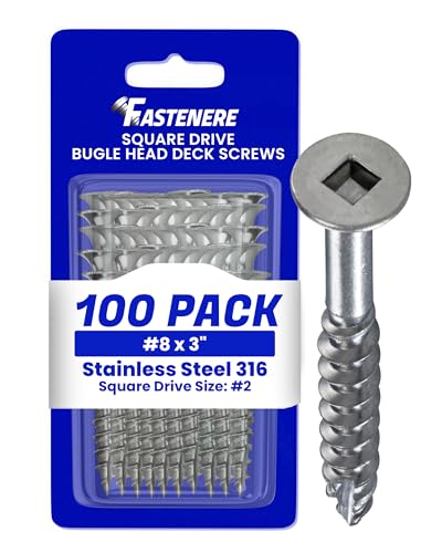Fastenere Stainless Steel Deck Screws -316 Marine Grade #8 x 3