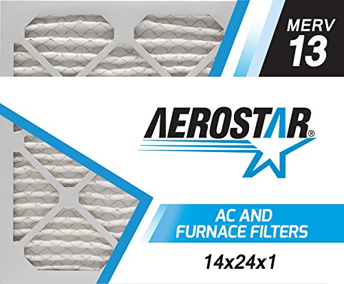 Aerostar 14x24x1 MERV 13 - 6 Count - Pleated HVAC, Furnace & Air Conditioner Filters - Removes Bacteria, Dust, Cold & Flu Germs, Lint, Mold, Pet Dander, Allergy-Causing Pollen, Smog, Smoke & Viruses