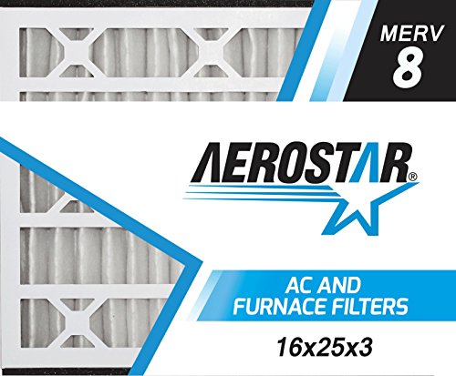 Aerostar 16x25x3 MERV 8 - 3 Count - High Efficiency Pleated HVAC, Furnace & Air Conditioner Filters - Removes Dust, Lint, Mold & Allergy-Causing Pollen