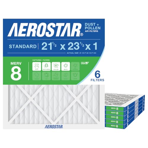 Aerostar 21.5x23.5x1 MERV 8-6 Count - High Efficiency Pleated HVAC, Furnace & Air Conditioner Filters - Removes Dust, Lint, Mold & Allergy-Causing Pollen