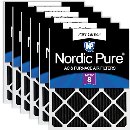Nordic Pure 16x25x1 (15 1/2 x 24 1/2 x 3/4) Pure Carbon Pleated Odor Reduction Furnace Air Filters 6 Pack