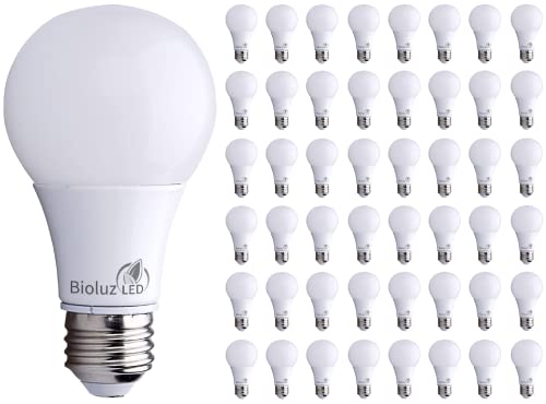 Bioluz LED Lights for Bedroom, Equivalent to 60 Watt Led Bulbs, 2700K Warm White, 9W Non-Dimmable A19 LED Light Bulbs, Home Decor LED Lightbulb, 48 Pack