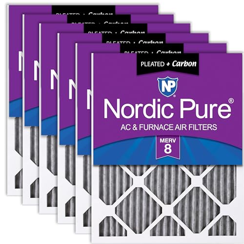 Nordic Pure 20x20x1 (19 1/2 x 19 1/2 x 3/4) Furnace Air Filters MERV 8 Pleated Plus Carbon 6 Pack