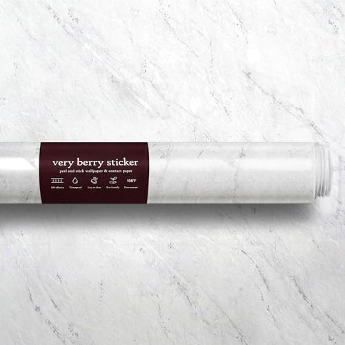 Very Berry Sticker Marble Contact Paper (White, 24" x 118")