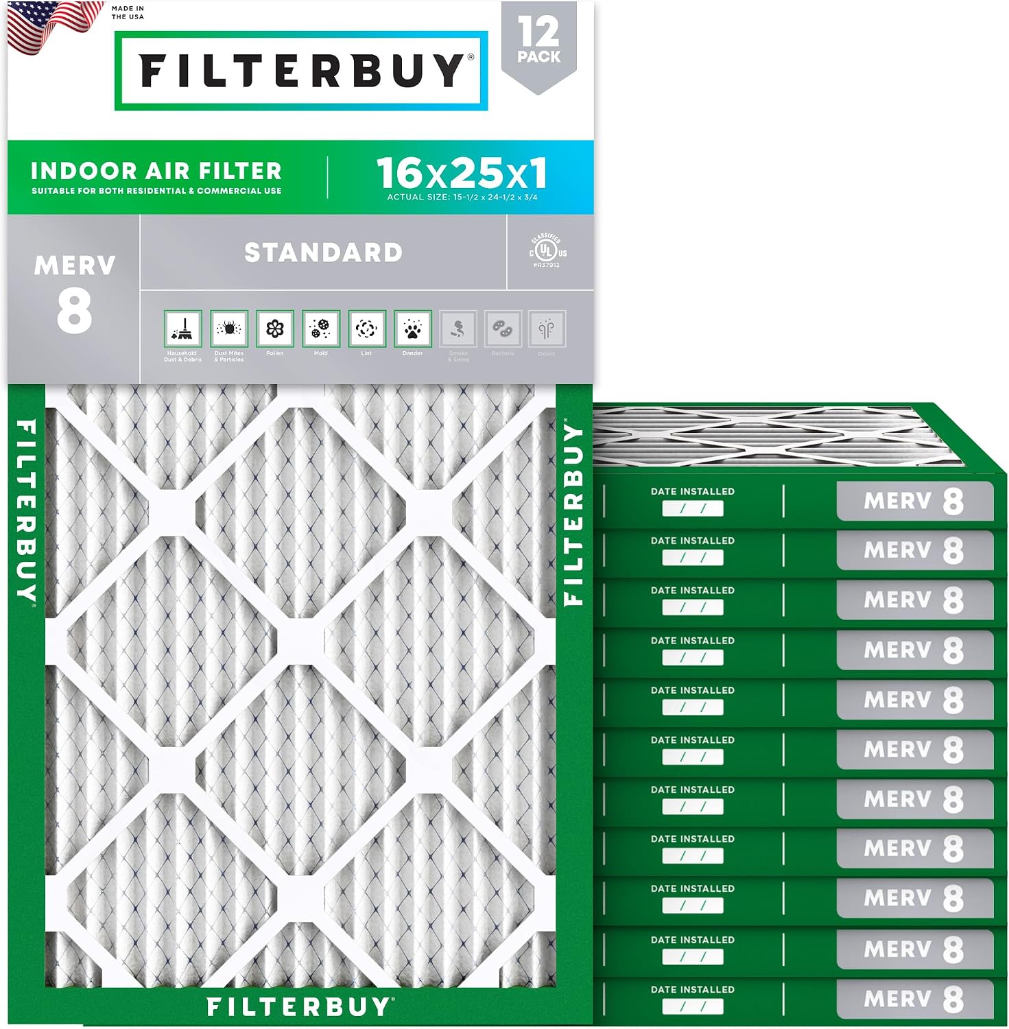 Filterbuy 16x25x1 MERV 8 (Premium)