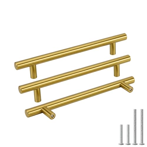 Goldenwarm 25 Pack 7-1/2in Brushed Gold Cabinet Pulls Kitchen Cabinet Handles Brushed Brass Dresser Drawer Pulls Gold Drawer Handles for Bedroom Bathroom