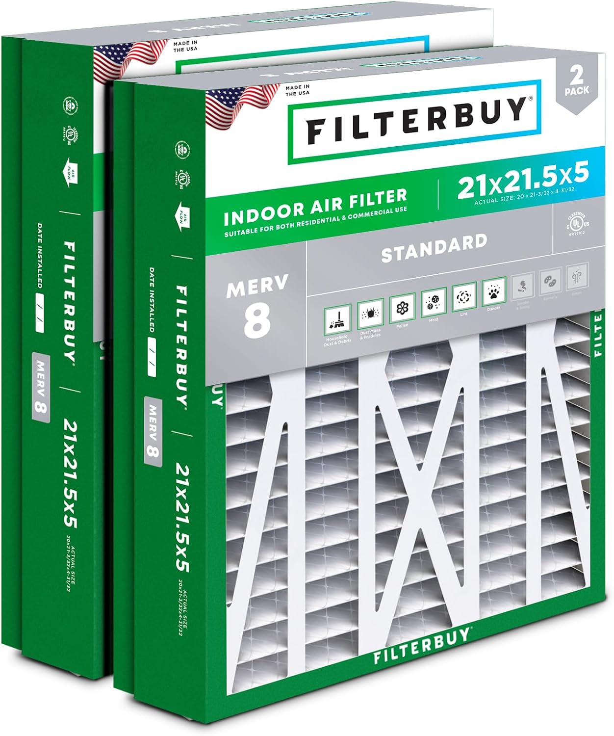 Filterbuy 21x21.5x5 MERV 8 (Best Value)