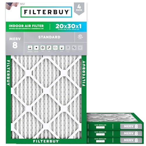 Filterbuy 20x30x1 MERV 8 (4-Pack)