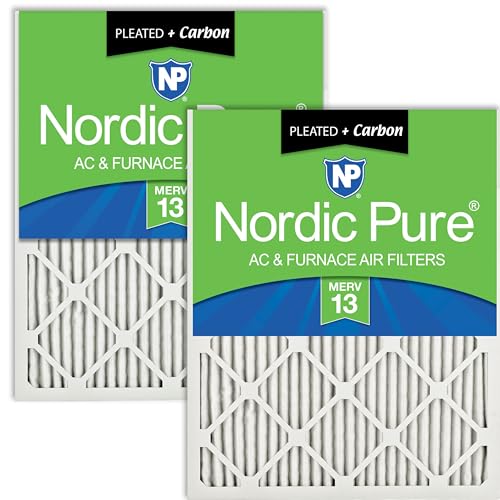 Nordic Pure 20x25x1 (19 1/2 x 24 1/2 x 3/4) Pleated Air Filters MERV 13 Plus Carbon 2 Pack