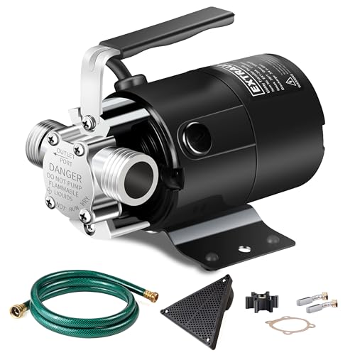 Water Transfer Pump, 115V 330GPH Portable Electric Utility Water Pump with 6' Water Hose Kit, Low Suction Water Removal for Water Beds, Garden, Ponds, Pool, Rain Barrel, Aquariums, and More