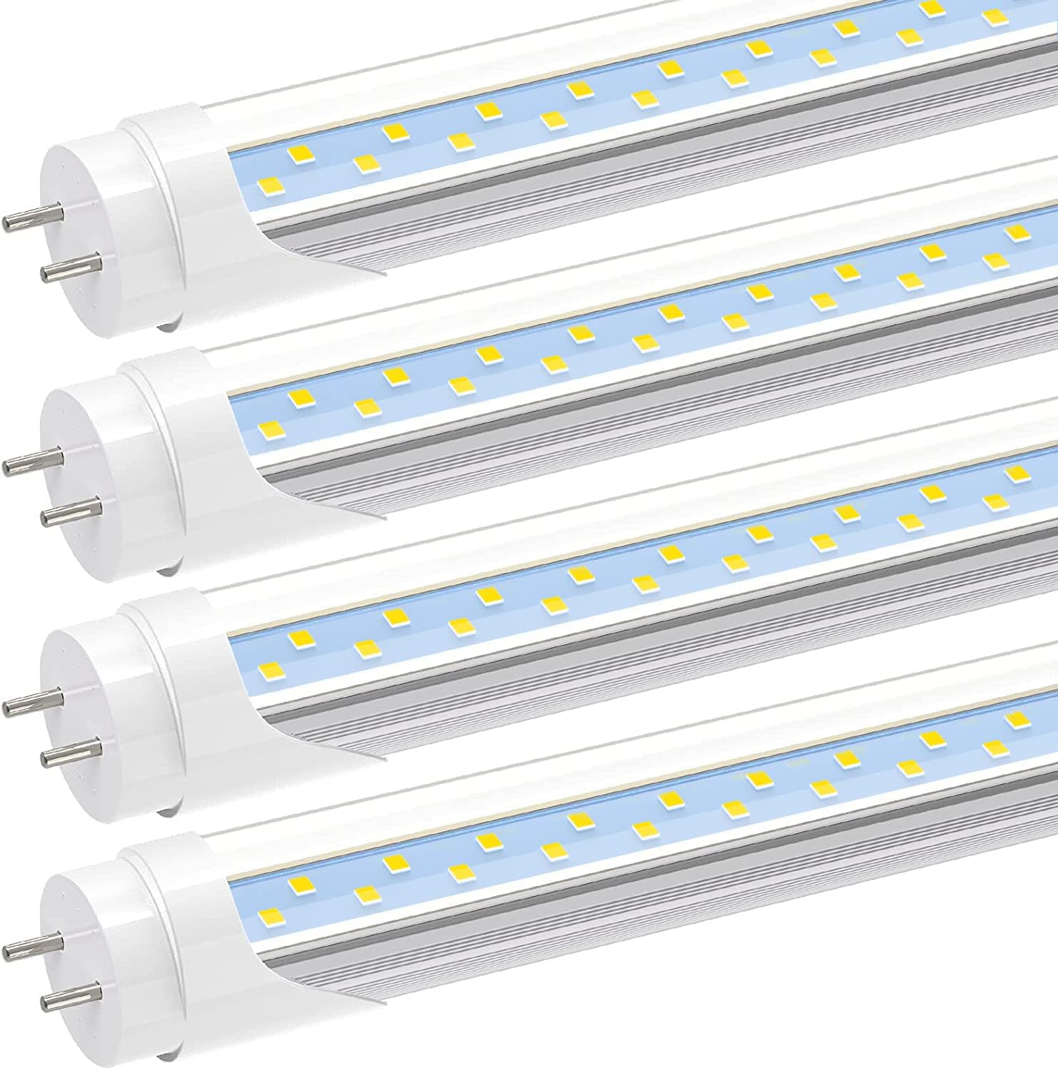 JESLED T8 LED 4FT Type A+B Light Bulbs, 24W(65W Equivalent), 3200LM, 6000K Super Bright, Plug and Play or Ballast Bypass, 4 Foot LED Fluorescent Tube Replacement, ETL Listed, Dual-Ended, Clear(4-Pack)