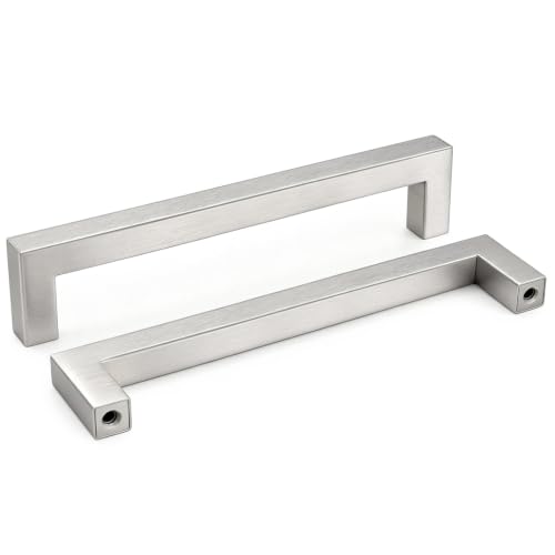 homdiy 30 Pack 6-1/4 Inch Brushed Nickel Cabinet Pulls Silver Cabinet Handles Stainless Steel Kitchen Handles Modern Drawer Pulls for Dresser Drawer