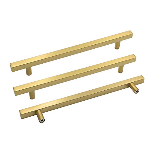 goldenwarm Brushed Brass Cabinet Bar Handle Pull 10Pack