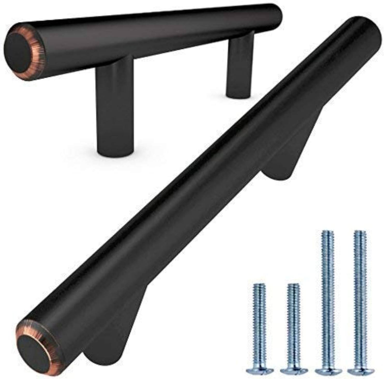 ALPINE HARDWARE American Owned Solid Stainless Steel Euro Bar Cabinet Handle Drawer Pull (1/2-inch Diameter) 5 3/8-inch Length (3-inch Hole Center) Oil-Rubbed Bronze 10-Pack