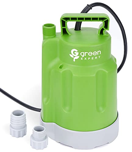 Green Expert 1/4HP Submersible Sump Pump 25-Foot Long Power Cord High Flow 1800GPH for Fast Water Removal Easy to Use in Pool Hot Tub Flooded House Drainage Household Drain Pump Suit to Garden Hoses