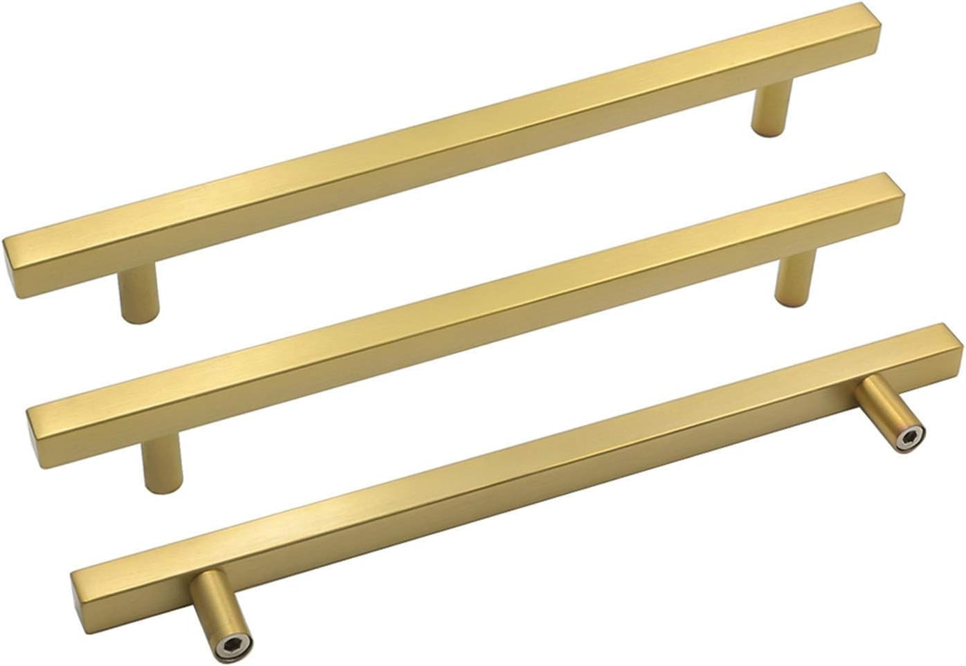 Goldenwarm Gold Cabinet Knobs Kitchen Hardware Drawer Pulls Furniture Door Handle - LS1212GD224 Brushed Brass Cupboard Handles 8-4/5 Inch Hole Centers Square Bathroom Cabinet Pulls 30 Pack