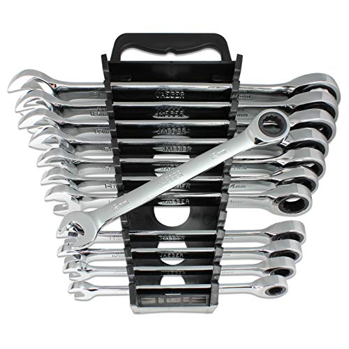 12pc MM/Metric TIGHTSPOT Ratcheting Wrenches - With Quick Access Wrench Organizer - Our standard in combination wrench sets from gear to tip